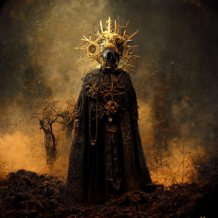 Digital art of inorganic evil bishop, 3d Illustrationの素材