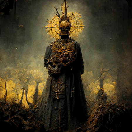Digital art of inorganic evil bishop, 3d Illustrationの素材