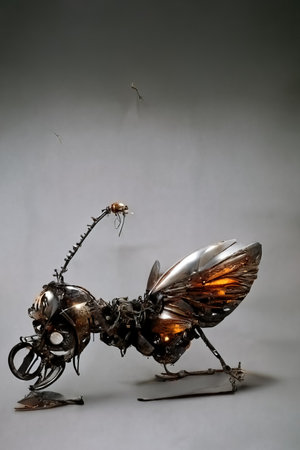 Metal figurine made of scrap, 3d illustrationの素材