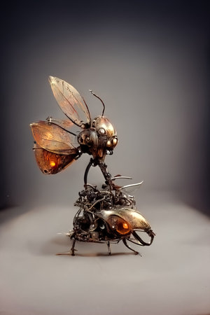 Metal figurine made of scrap, 3d illustrationの素材