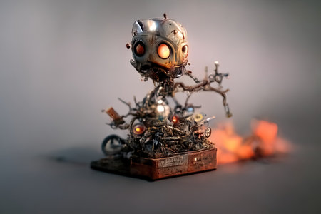 Metal figurine made of scrap, 3d illustrationの素材