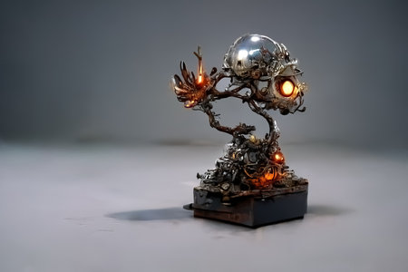 Metal figurine made of scrap, 3d illustrationの素材