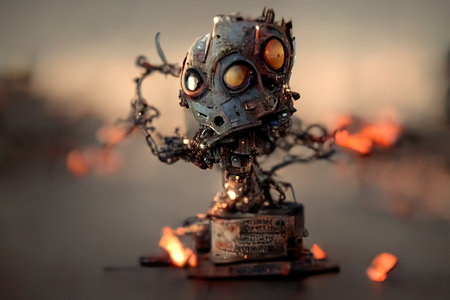 Metal figurine made of scrap, 3d illustrationの素材