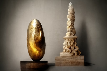 Baroque style sculpture, digital art, 3d illustrationの素材