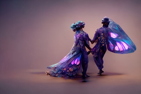Digital art of a pair of human butterfly, 3d illustrationの素材