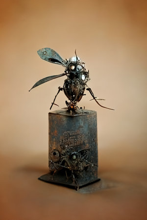 Metal figurine made of scrap, 3d illustrationの素材