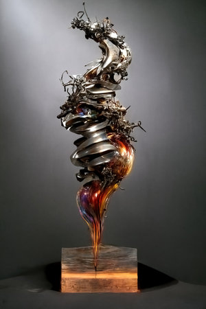 Metal figurine made of scrap, 3d illustrationの素材