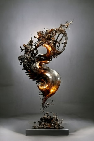 Metal figurine made of scrap, 3d illustrationの素材
