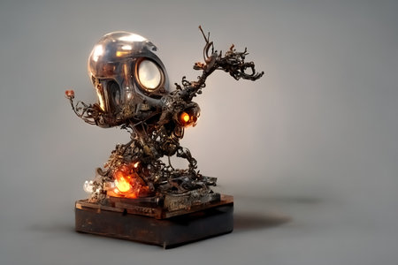 Metal figurine made of scrap, 3d illustrationの素材