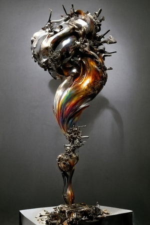 Metal figurine made of scrap, 3d illustrationの素材