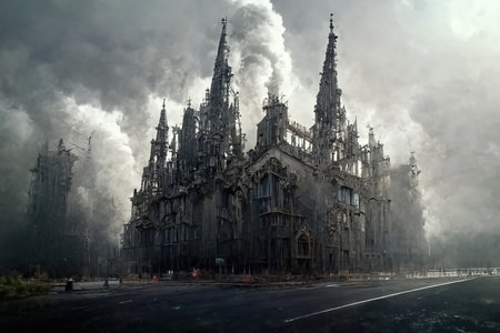 Gothic style architecture, digital art , 3d illustrationの素材