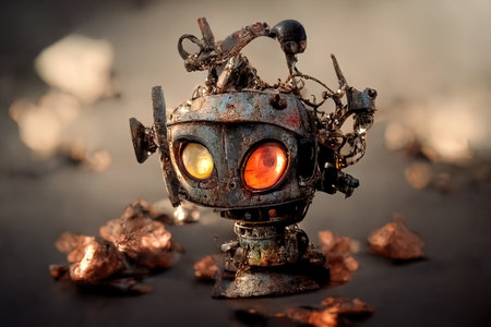 Metal figurine made of scrap, 3d illustrationの素材