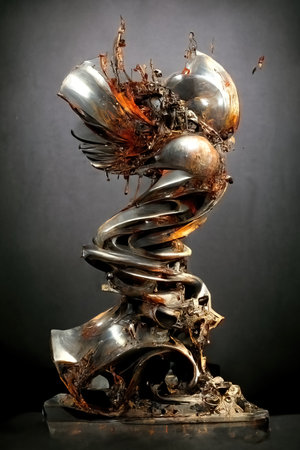Metal figurine made of scrap, 3d illustrationの素材