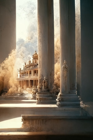 Palladian style architecture, digital art, 3d illustrationの素材