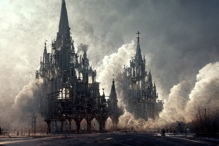 Gothic style architecture, digital art , 3d illustrationの素材