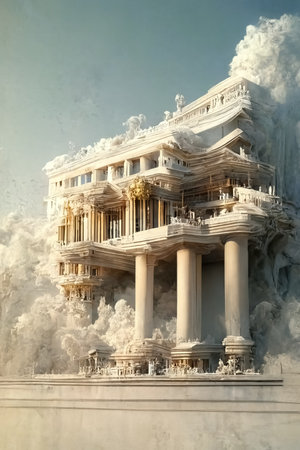 Neoclassical style architecture, digital art, 3d illustrationの素材