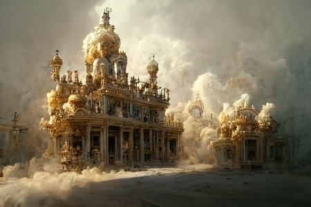 Baroque architecture view, digital art, 3d illustrationの素材