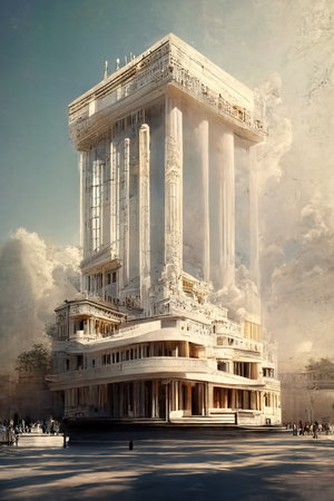 Neoclassical style architecture, digital art, 3d illustrationの素材
