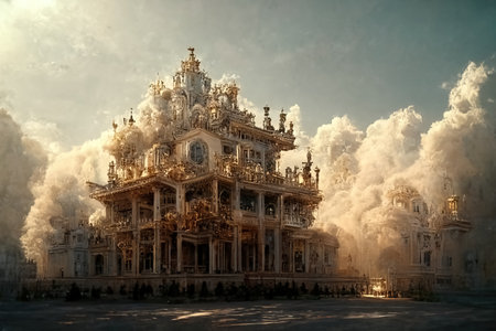 Baroque architecture view, digital art, 3d illustrationの素材