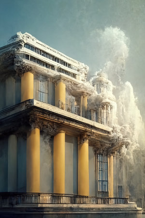 Neoclassical style architecture, digital art, 3d illustrationの素材