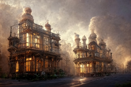 Victorian style architecture, digital art , 3d illustrationの素材