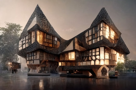 style architecture, digital art , 3d illustrationの素材