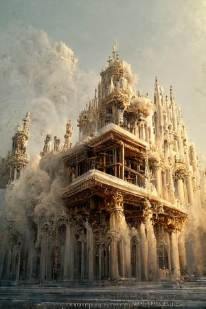 Renaissance style architecture, digital art, 3d illustrationの素材