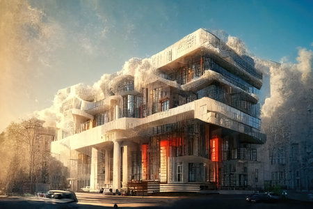 Georgian style architecture, digital art, 3d illustrationの素材