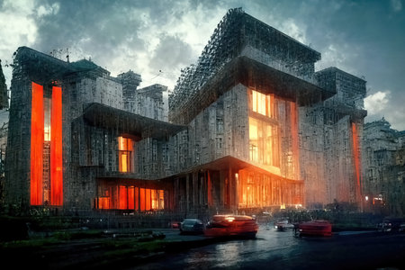 Georgian style architecture, digital art, 3d illustrationの素材