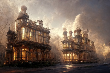 Victorian style architecture, digital art , 3d illustrationの素材