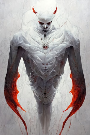 Portrait of devil, Illustration, drawing, 3d illustration, 3d renderの素材