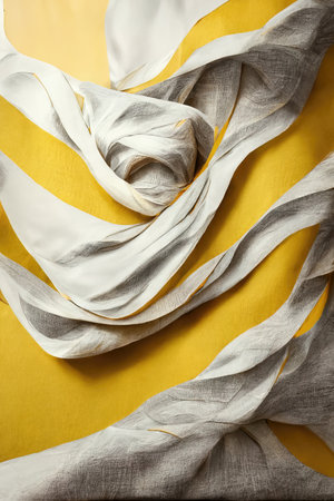 abstract modern minimal white yellow background with folded cloth macro,3d illustrationの素材