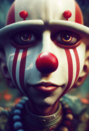Portrait of a beautiful clown boy, 3d renderの素材