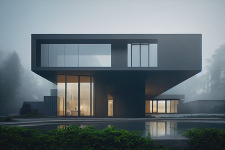 3d rendering of modern cozy house, illustrationの素材