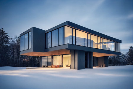 3d rendering of modern cozy house, illustrationの素材