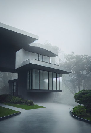 3d rendering of modern cozy house, illustrationの素材