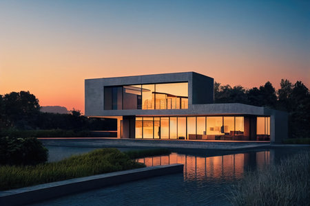 3d rendering of modern cozy house, illustrationの素材
