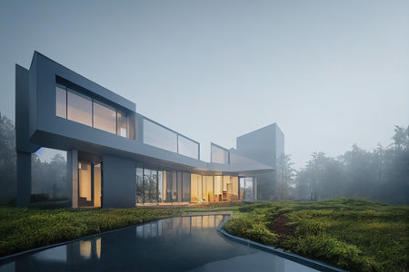 3d rendering of modern cozy house, illustrationの素材