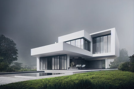 3d rendering of modern cozy house, illustrationの素材