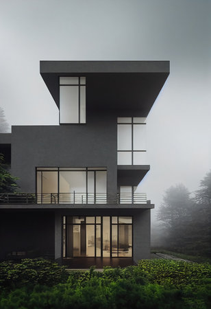 3d rendering of modern cozy house, illustrationの素材