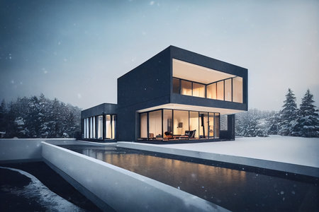 3d rendering of modern cozy house, illustrationの素材