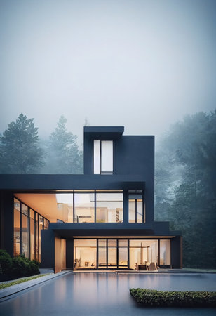 3d rendering of modern cozy house, illustrationの素材