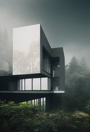 3d rendering of modern cozy house, illustrationの素材
