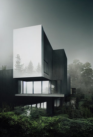 3d rendering of modern cozy house, illustrationの素材