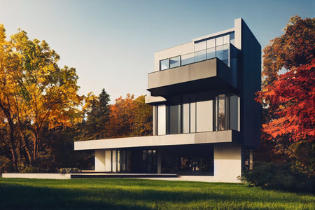 3d rendering of modern cozy house, illustrationの素材