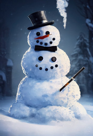 3d illustration of a snowmanの素材