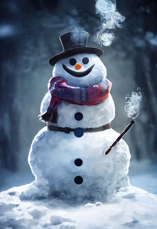 3d illustration of a snowmanの素材