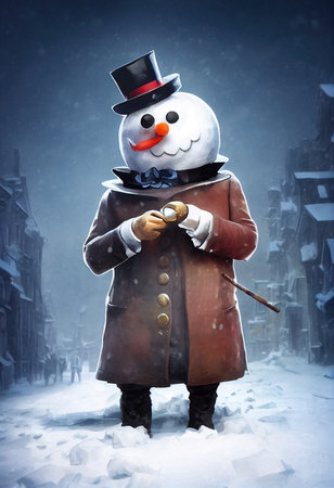 3d illustration of a snowmanの素材