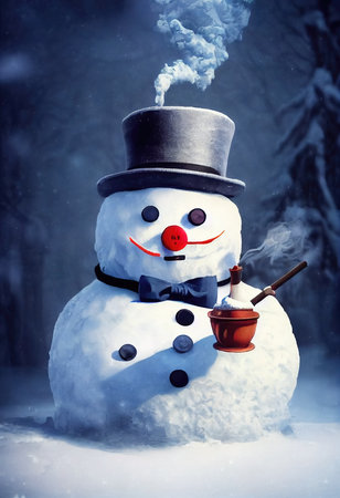 3d illustration of a snowmanの素材
