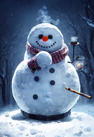 3d illustration of a snowmanの素材